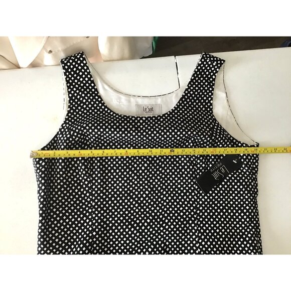 LE SUIT PETITE- WOMENS BLACK WHITE COTTON PULL OVER TOP SIZE 16P - Picture 4 of 6